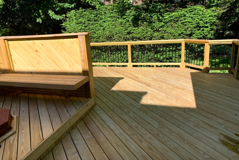 A new wood deck ready for stain