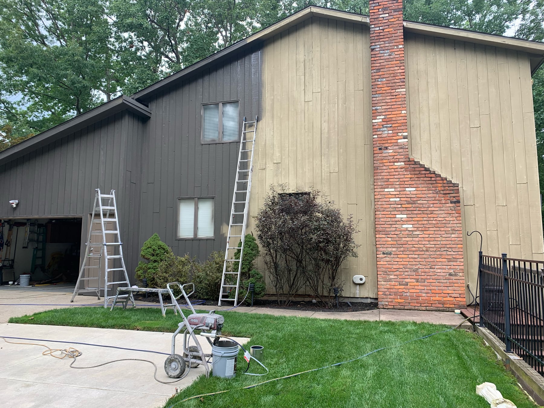 Prepping a house for a sprayed exterior coat