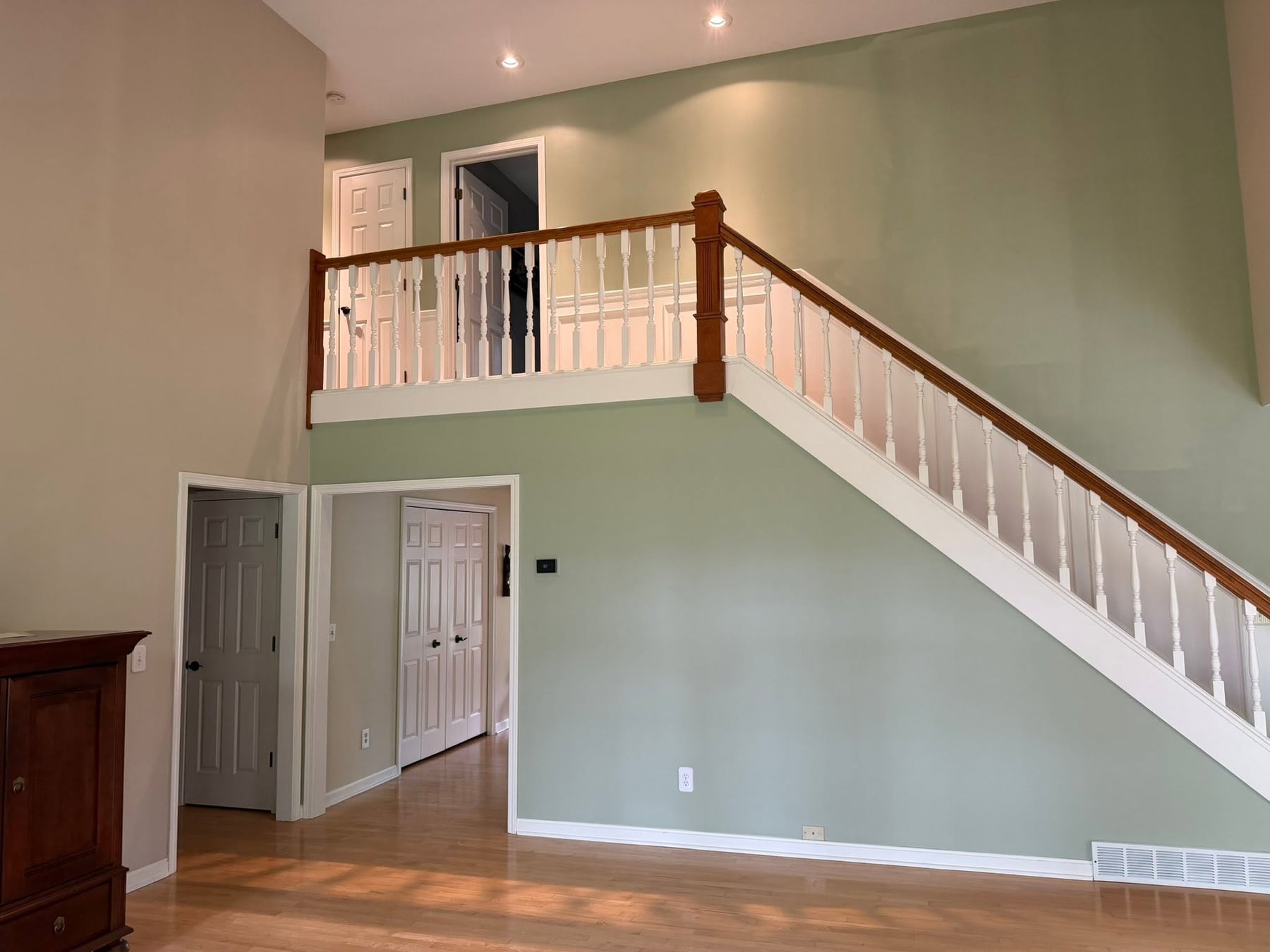 A hallway and staircase we painted