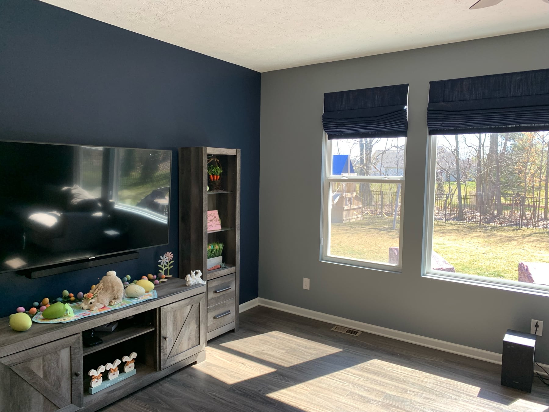 A navy accent wall we painted