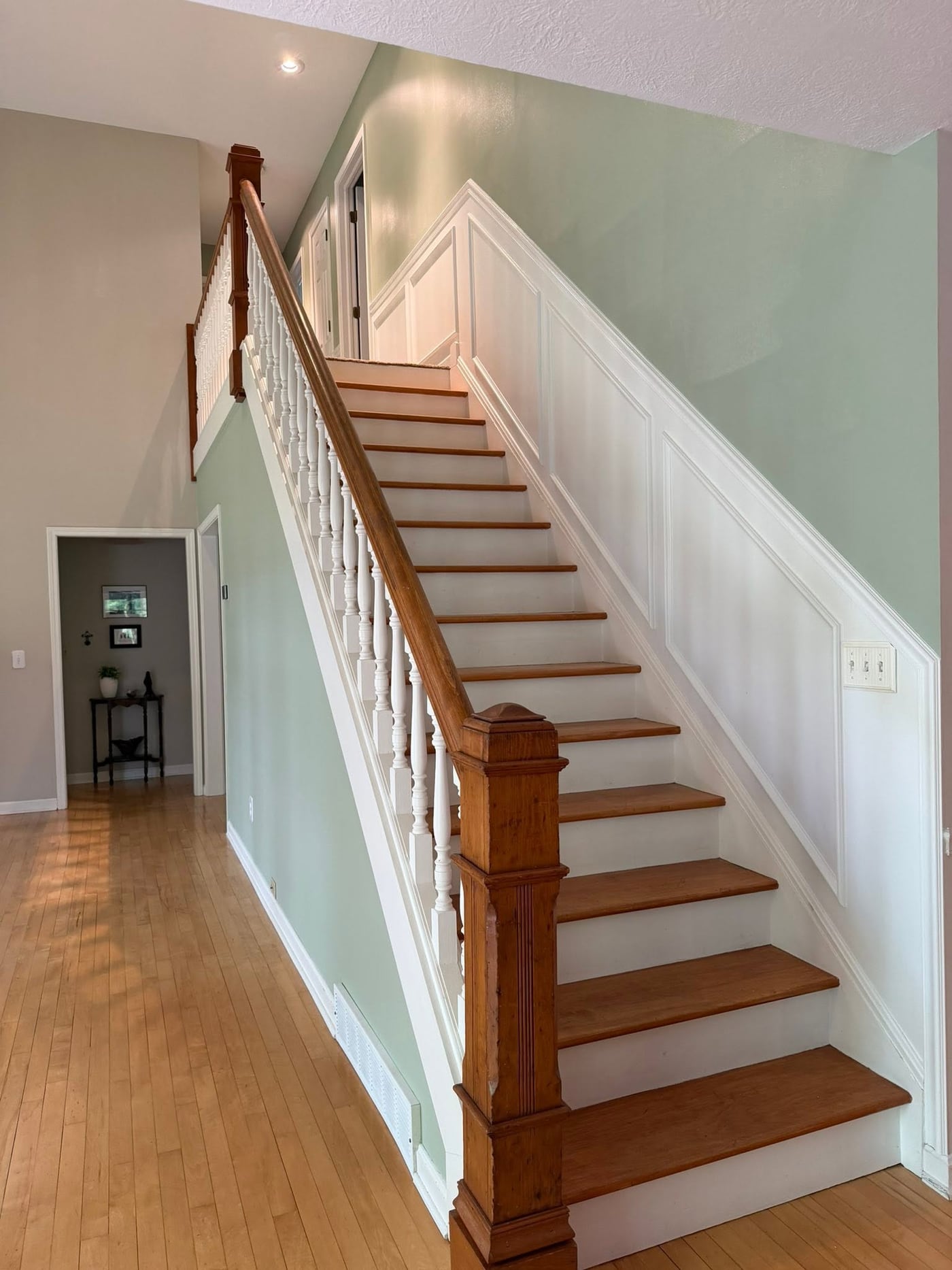 A white staircase we painted