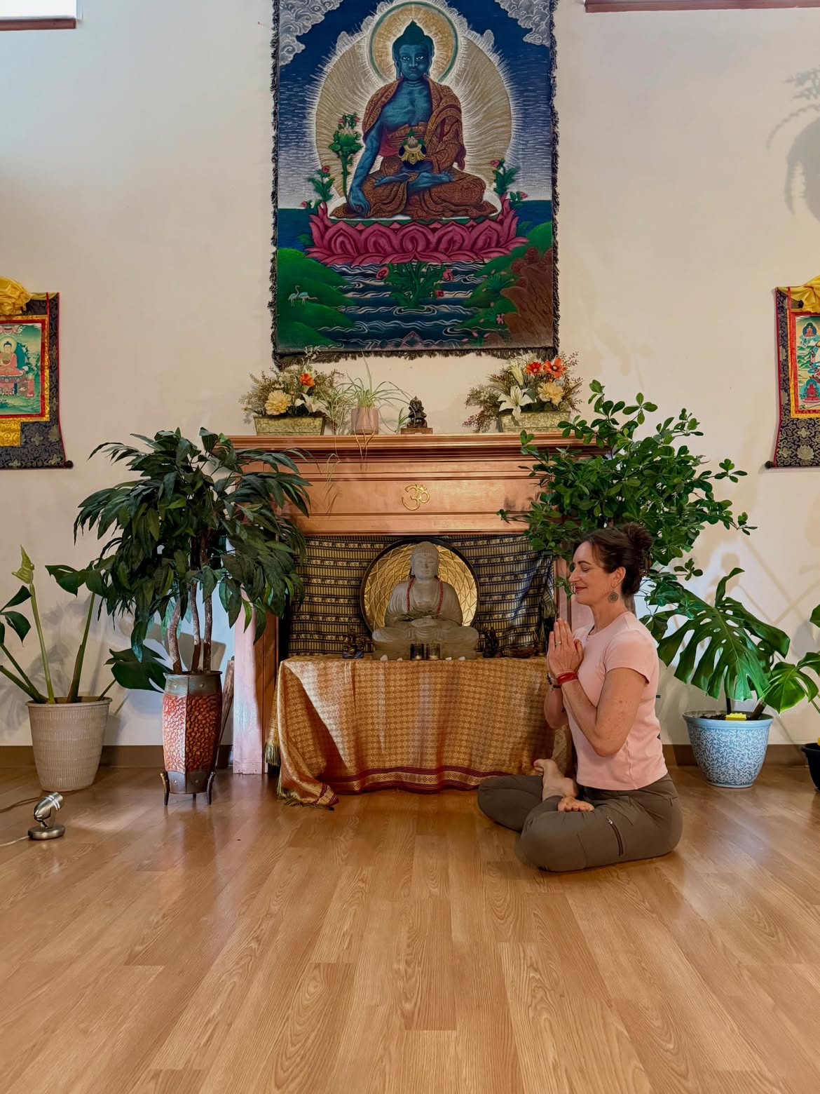 A close detail from a yoga class at The Studio Cleveland