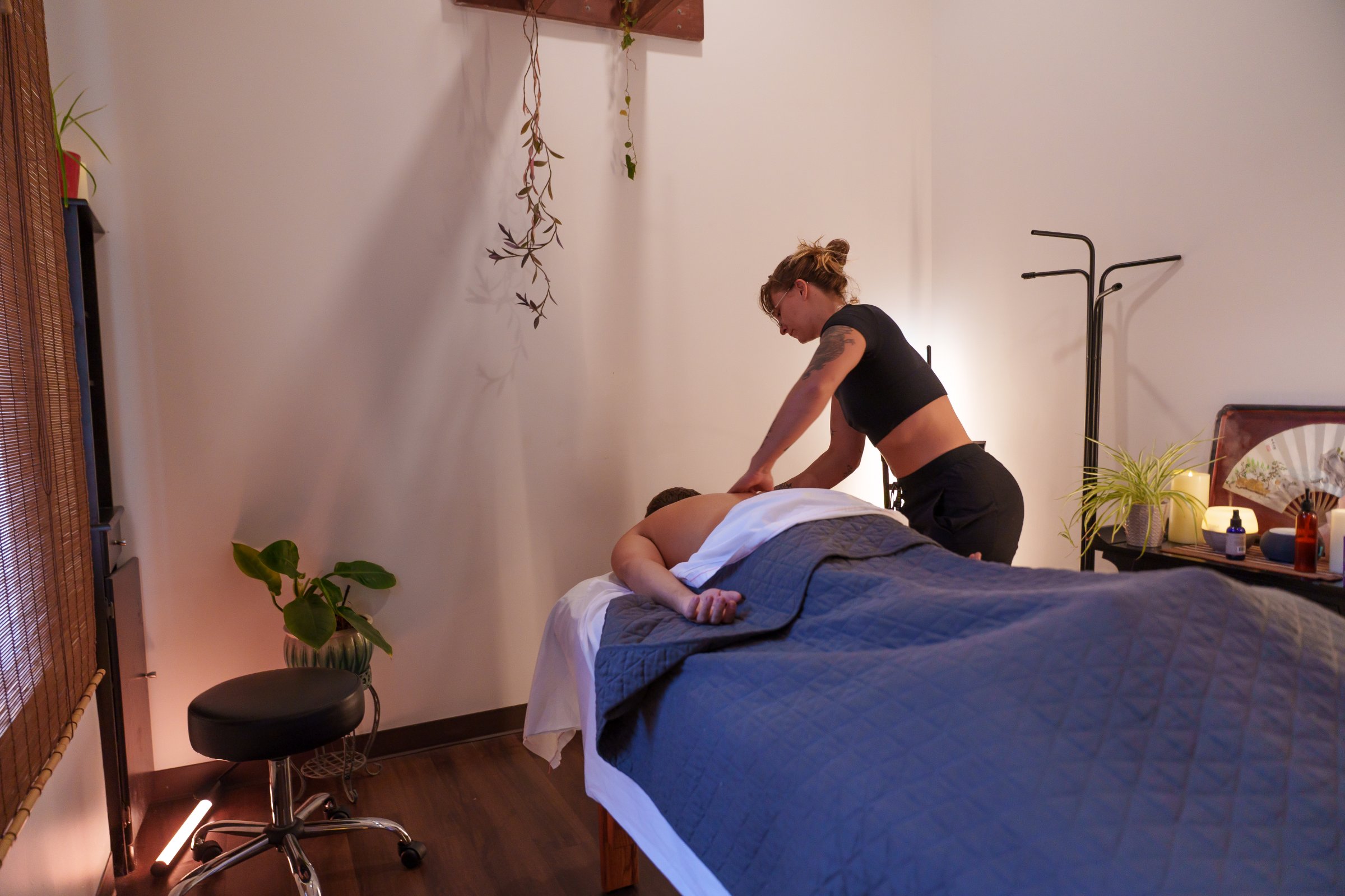 A massage therapy room at The Studio Cleveland