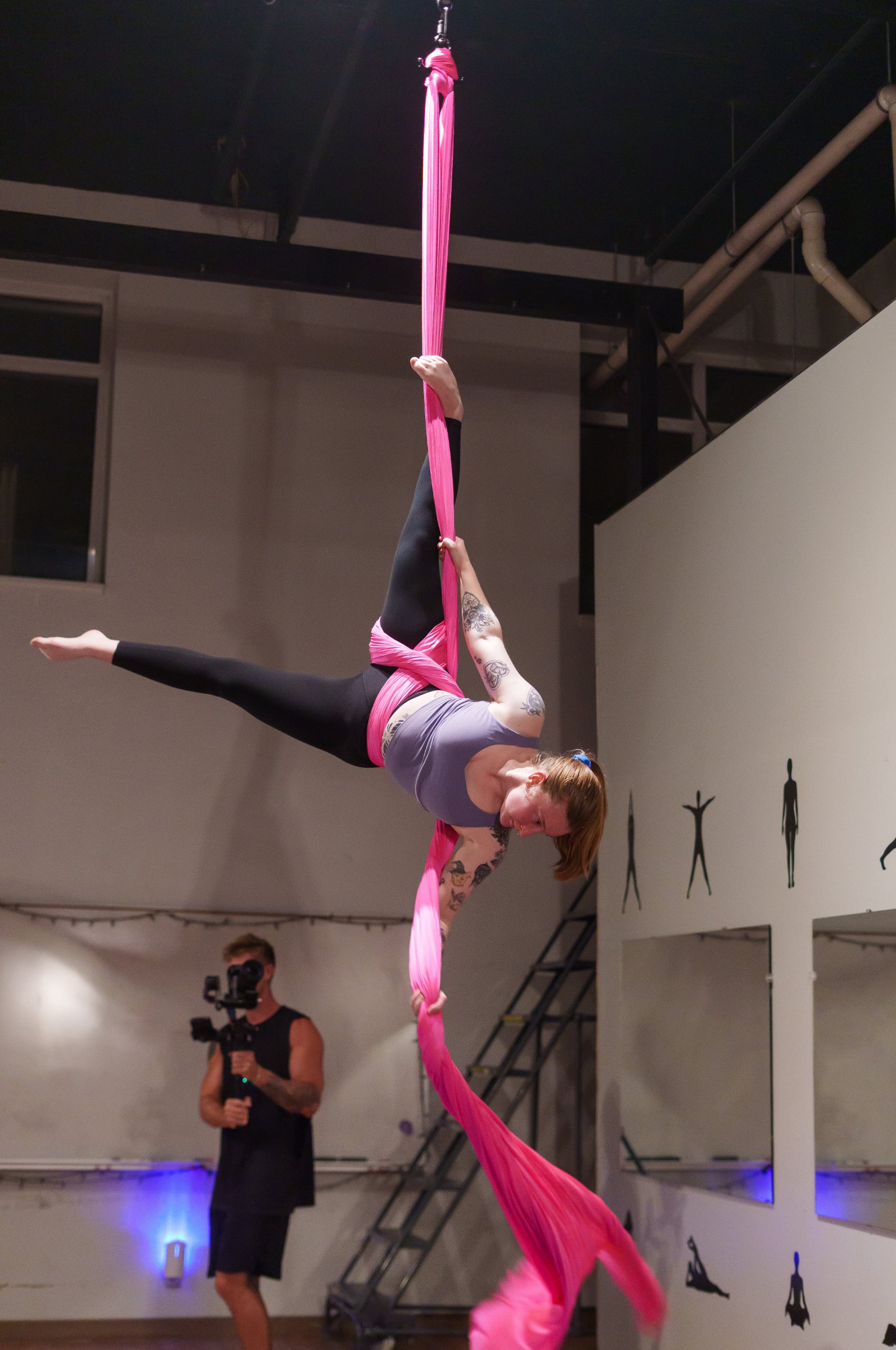 Open gym aerial silks practice at The Studio Cleveland