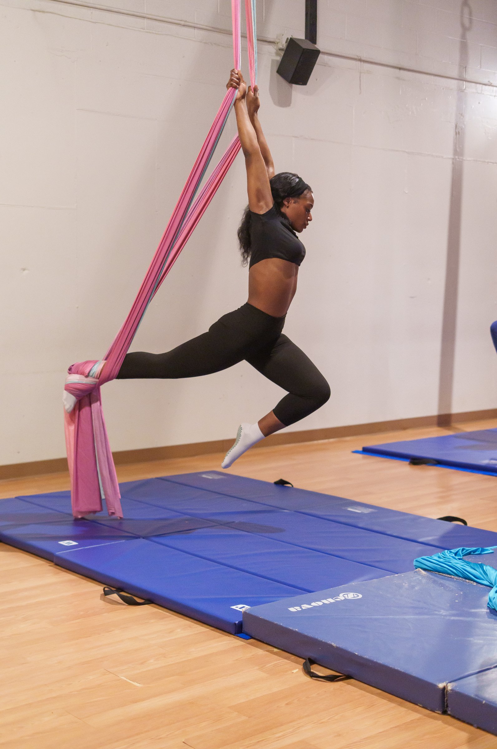 Aerial silks practice at The Studio Cleveland