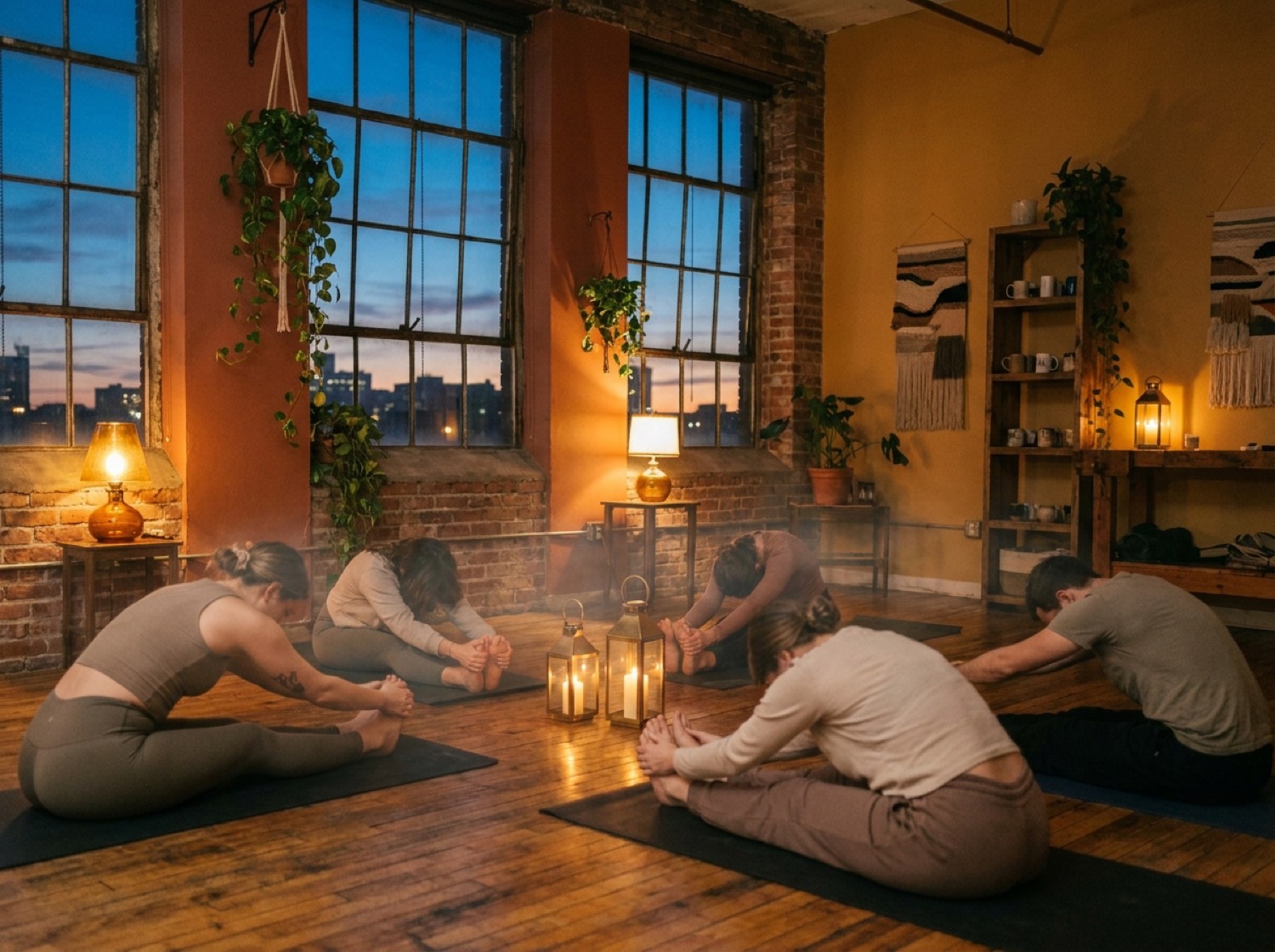 A heated hot yoga class at The Studio Cleveland