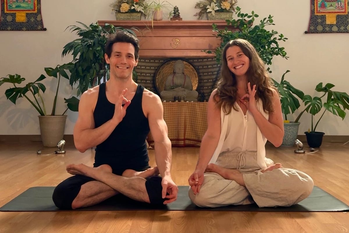 Two of the studio's teachers in the Buddha Room, where Rejuvenate happens